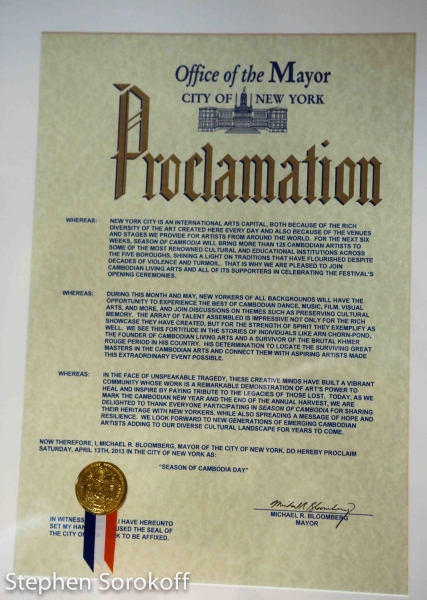 Photo Coverage: Mayor Bloomberg Proclaims SEASON OF CAMBODIA Day at Festival Opening Image