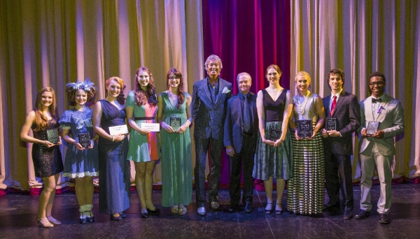 2013 Scholarship Recipients with Tommy Tune and TUTS' President and CEO John C. Breck Photo