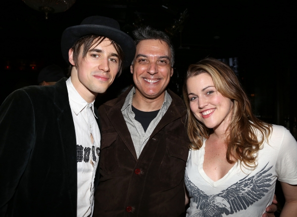 Reeve Carney with cast members Robert Cuccioli & Rebecca Faulkenberry of Broadway''s  Photo