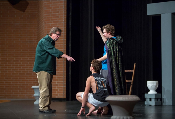 Travis Poe and students at Barbers Hill High School in rehearsal. Photo