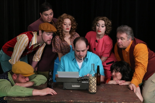 The cast of New Line Theatre's "Bukowsical," 2013. L-R, Nicholas Kelly (in front), Ry Photo