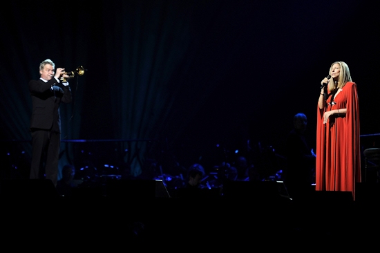Barbra Streisand performs on stage with Chris Botti
 Photo
