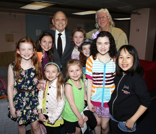 Charles Strouse, Martin Charnin, Lilla Crawford & the young cast members Photo