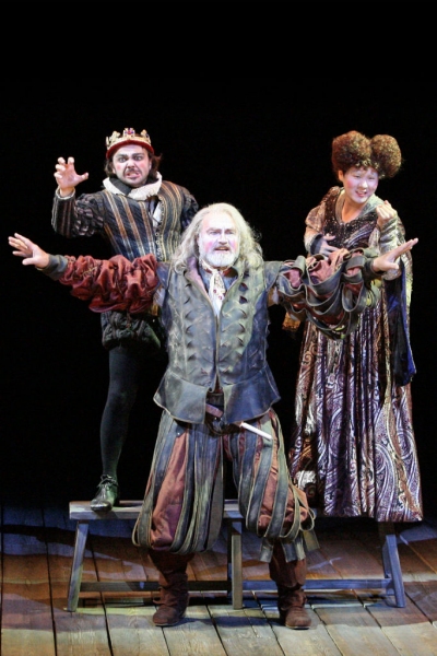 Sherman Howard as The Player (center) with (from left) Kushtrim Hoxha and Stephen Hu Photo
