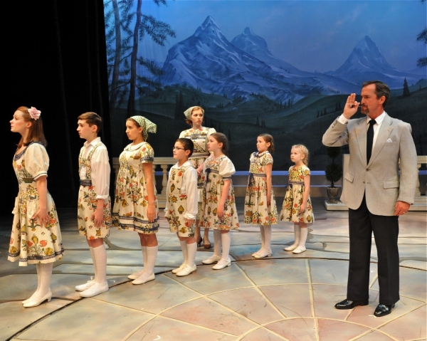 The Captain (Matthew Shepard) with the von Trapp Children and Maria (Aubrey Sinn) Photo