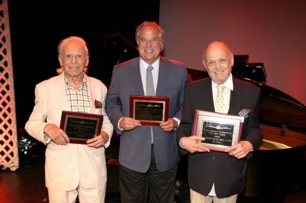 Ervin Drake, Stewart F. Lane, and Charles Strouse honored   at the  the Five Towns Co Photo