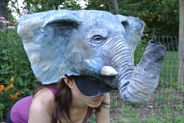 Jenny Tibbels-Jordan in The Elephant Calf. Mask by Joe Osheroff. Photo