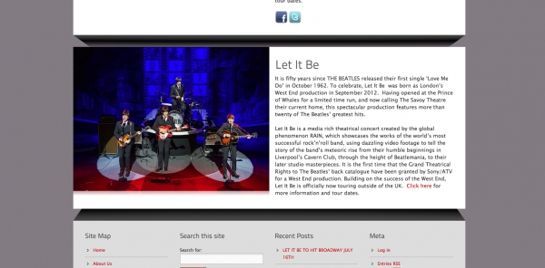 Photo Flash: UK Producers on US LET IT BE vs. RAIN Lawsuit - West End Program Gives Credit to RAIN 