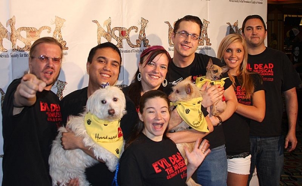 Cast and Crew of EVIL DEAD with some furry friends from the NSPCA (l to r): Sirc Mich Photo