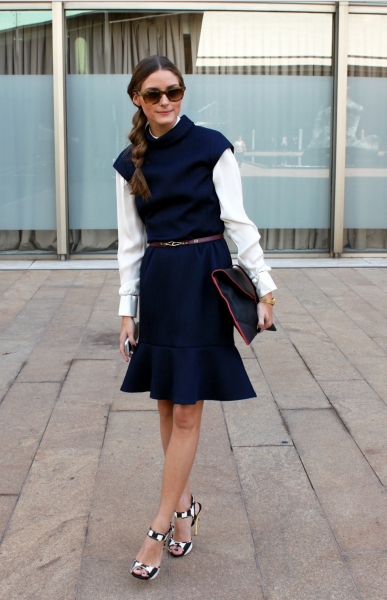 Olivia Palermo outside the Carolina Herrera S/S 2014 show at New York Fashion Week. ( Photo
