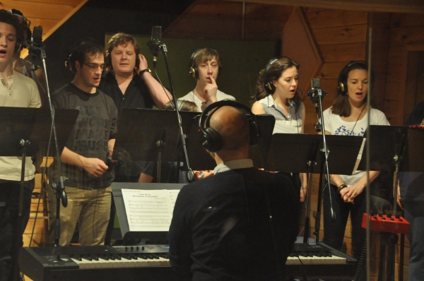 Exclusive Photo Coverage: In the Recording Studio with the Cast of NEWSIES for Carols For A Cure  Image