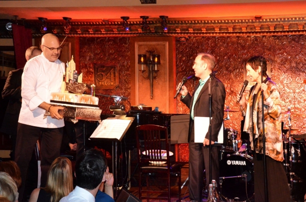 Andre Marrero, musical director Ted Sperling, Stephen Flaherty and Lynn Ahrens Photo