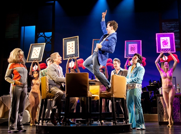 Tony Danza (Tommy), Rob McClure (Jack) and the Company of Honeymoon in Vegas. Photo