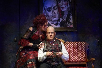 Actors Tom Ford (as Sweeney Todd) and Sara M. Bruner (as Mrs. Lovett)  Photo
