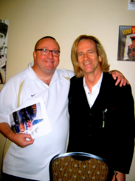 Elton John''s keyboardist, Kim Bullard (right) with fan Andy Thorpe of London, Englan Photo