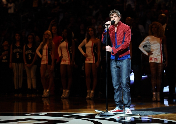 Photo Flash: SPIDER-MAN's Justin Matthew Sargent Sings National Anthem at Nets-Heat Game Image