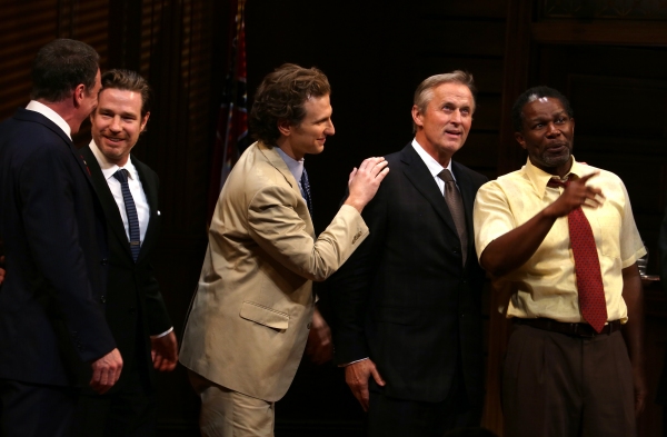 Patrick Page, Director Ethan McSweeny, Sebastian Arcelus, John Grisham & John Douglas Photo