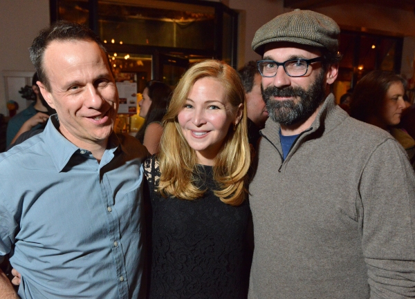 THE POWER OF DUFF playwright Stephen Belber, actor Jennifer Westfeldt, and Jon Hamm Photo