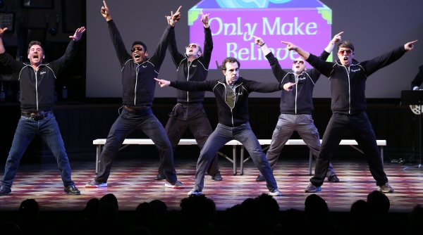 David Josefsberg, Rob McClure and the cast of ''Honeymoon in Vegas''  performing at t Photo