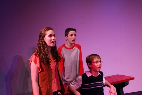 amy Swartz as Patrice, tyler Montgomery as evan and colin lynch as archie Photo
