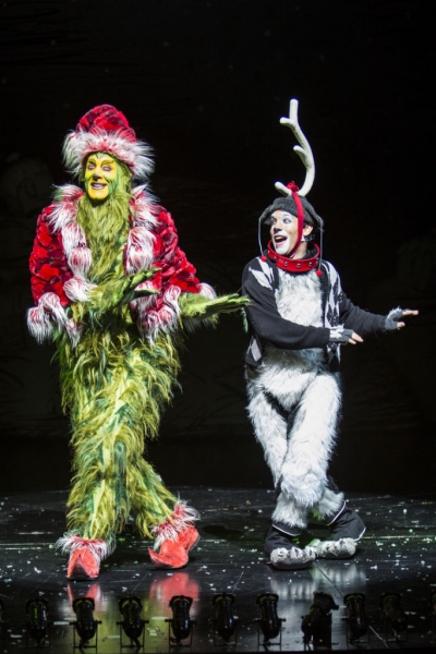 Steve Blanchard as The Grinch and Jeffrey Schecter as Young Max  Photo