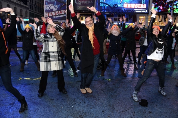 Bonnie Comley and Bruce Arakelian join the Flash Mob Dancers Photo