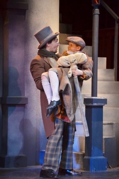 James Nester as ''Cratchit'' and David Yawger as ''Tiny Tim'' Photo