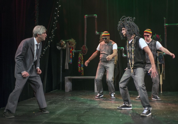 Ebenezer Scrooge (GQ) is haunted by the Rastafarian beats of Jacob Marley (JQ)Ã¢â�¿� Photo