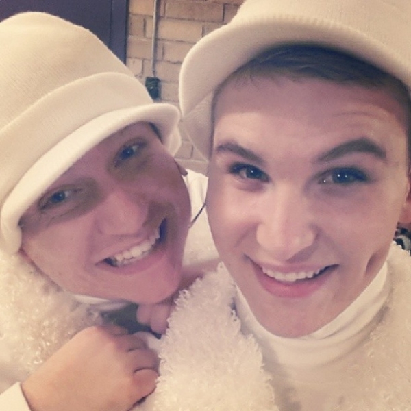 Photo Flash: Saturday Intermission Pics, Dec 7 - EVITA Tour Stacks a Game-Day Pyramid, KINKY BOOTS Celebrates GRAMMY Nom and More! Image