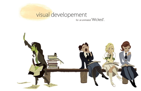 Photo Flash: WICKED As An Animated Film? Disney Artist Imagines Cartoon Elphaba, Glinda and More! Image