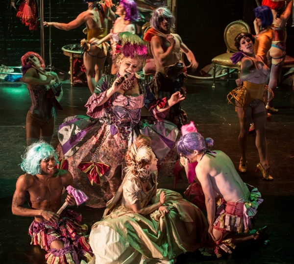 Shelly Watson as Madame Drosselmeyer (singing in center) and cast members of Nutcrack Photo