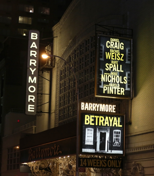 Opening Night Theatre Marquee for ''Betrayal'' at the Barrymore Theatre  on October 2 Photo