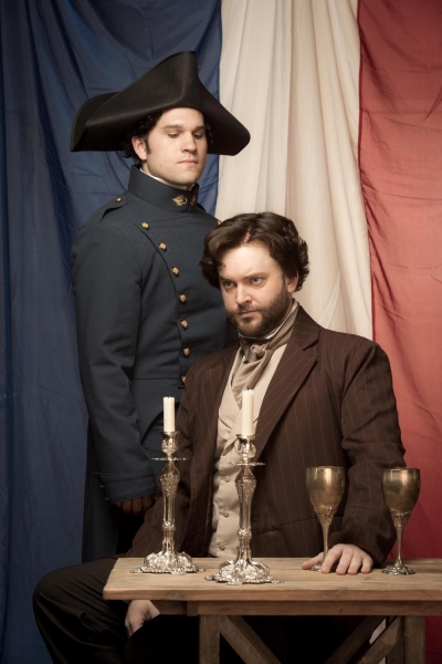 Preston Yates as Javert, Kyle Olsen as Valjean Photo