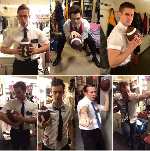 Photo Flash: Saturday Intermission Pics, Feb 1 - Broadway's 'Manly Mormons' Prep for Super Bowl Sunday; Plus MATILDA, KINKY BOOTS & More! Image