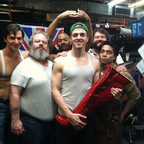 Photo Flash: Saturday Intermission Pics, Feb 1 - Broadway's 'Manly Mormons' Prep for Super Bowl Sunday; Plus MATILDA, KINKY BOOTS & More! Image