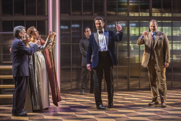 Billy Campbell as Leontes (center) with (from left) Mark Nelson, Angel Desai, Natacha Photo