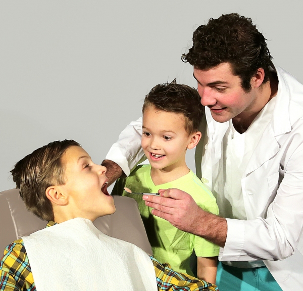 Crey Abbas (Peter), Jackson Gabby (Fudge), and Spencer Gilbert (Dentist) Photo