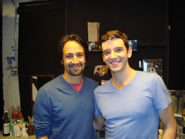 Photo Flash Exclusive: Lin-Manuel Miranda Visits Michael Urie at BUYER & CELLAR Image