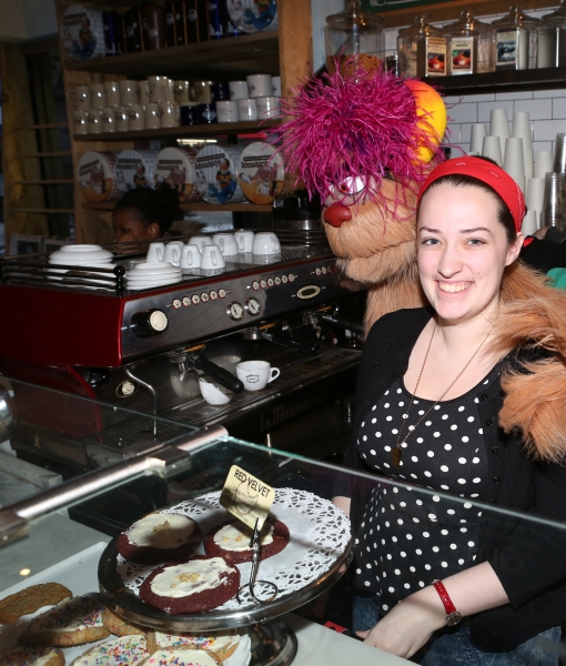 Employee with Trekkie Monster from 'Avenue Q' Photo