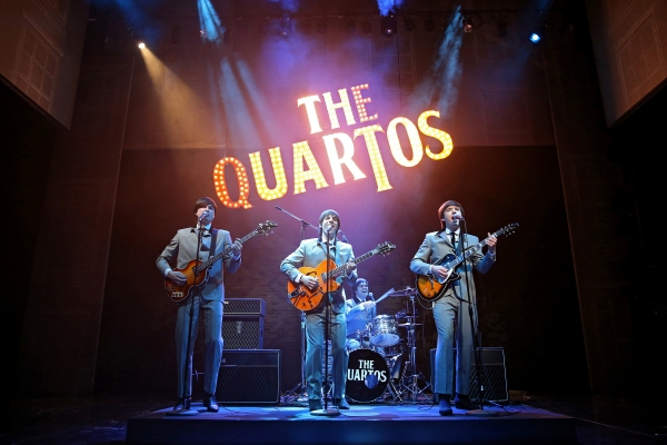 The Quartos: Bryan Fenkart as Claude, Lucas Papaelias as Balth, James Barry as Pedro  Photo