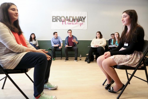 Broadway Workshop Students working with Jonathan Groff  Photo
