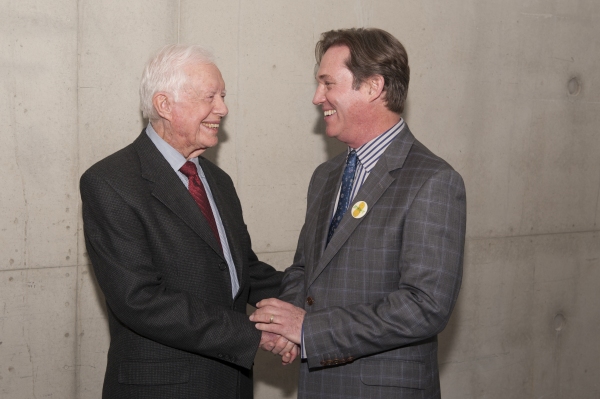 President Jimmy Carter with cast member Richard Thomas (as Jimmy Carter)  Photo