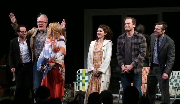 Director Sam Gold, Tracy Letts, Toni Collette, Marisa Tomei, Michael C. Hall and Play Photo