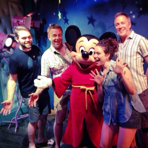 Alex Mendoza, Michael Colavolpe, Mickey Mouse, Bonne Tomlinson and Mark Harmon Photo