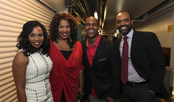 Cast member Sumayya Ali, actress Kym E. Whitley and cast members David Hughey Photo