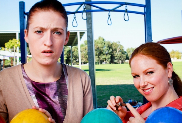 Olivia Finlay, left, is the obsessive compulsive Ruth in Cosi with Katrina Murphy as  Photo