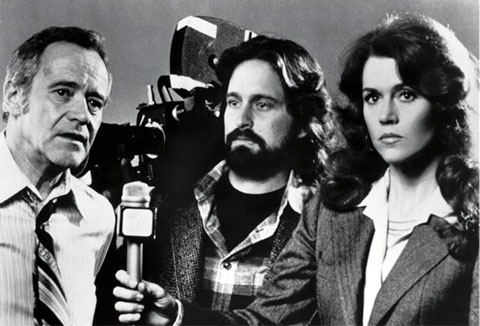 Stars of THE CHINA SYNDROME Jack Lemmon, Michael Douglas, and Jane Fonda. Photo Court Photo