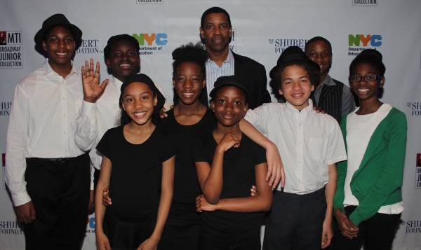 Denzel Washington and students from Dr. Gladstone H Atwell MS 61 Photo