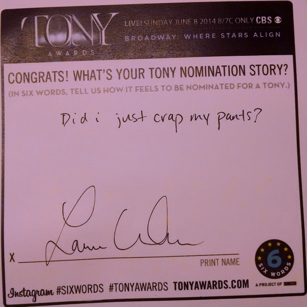 Photo Flash: Six-Word Memoirs from the 2014 Tony Noms Image