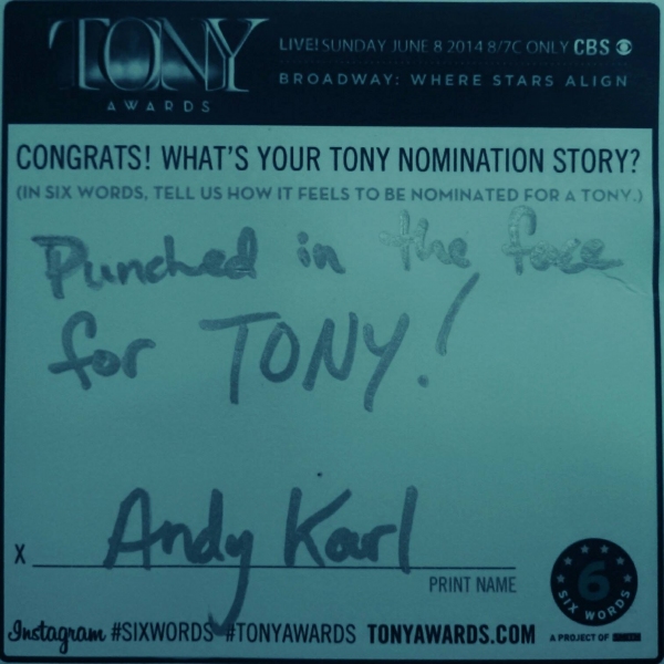 Photo Flash: Six-Word Memoirs from the 2014 Tony Noms 